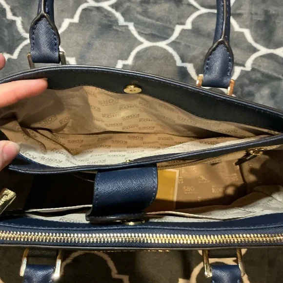 Micheal Kors Navy Blue Large Saffiano Leather Satchel